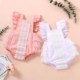 Rompers Born Infant Baby Girls Sleeveless Ruffled Lace Bodysuit Romper Cute Clothes Soft Outfits Summer One-pieces Jumpsuit