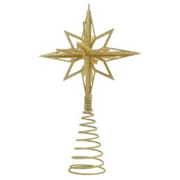 Christmas Decorations Gold Glitter Tree Top Iron Star For Home Xmas Ornaments Topper Year