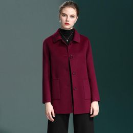 Women's Wool & Blends Middle And Long 2021 Autumn Winter Clothing For The Elderly Double Faced Cashmere Coat Large Korean Version
