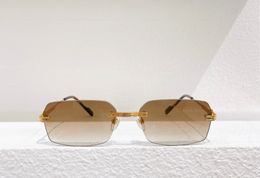 0271s Rimless Sunglasses Gold/Brown Gradient Sunnies Gafas de Sol Sun Glasses for Mens Shades UV400 protection with box