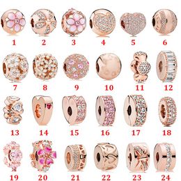 Designer Jewellery 925 Silver Bracelet Charm Bead fit Pandora Love Rose Gold Glitter Elegant Silicone Slide Bracelets Beads European Style Charms Beaded Murano