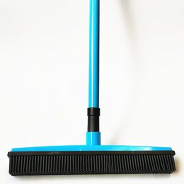 Rubber Hair Lint Removal Device Telescopic Bristles Magic Clean Sweeper Squeegee Bristle Long Push Broom