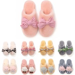 pink fur shoes UK - Cheaper Non-brand Winter Fur Slippers for Women Pink Brown Black Grey Snow Slides Indoor House Fashion Outdoor Girls Ladies Furry Slipper Flats Shoes