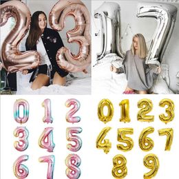 40'' Big Number Foil Balloons 40inch Figure Digit Happy Birthday Party Wedding Decoration Kids Toy Helium Globos Wholesale Balloon