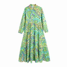 PUWD Oversize Women O Neck Straight Dress Spring-autumn Fashion Ladies Chinese Style Female Printed Loose 210522