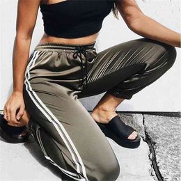 Women Harem Pants Joggers Casual Loose Side Striped Long Sweatpants Trousers Sports Fitness Gym Plus Size M-XL 210522