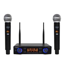 Lomeho LO-U02 2 Handheld UHF Frequencies Dynamic Capsule 2 channels Wireless Microphone Karaoke System