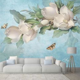 Custom Mural Wallpaper Oil Painting Gardenia Flowers Fresco Living Room Sofa Bedroom Study Home Decor Wallpaper Papel De Parede