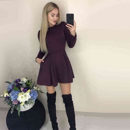 Autumn Long Sleeve Sexy a Line Party Dress Ladies Office Work Basic Shirt Dress 2019 Fashion Elegant Mini Dress Winter Vestidos X0521