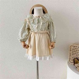 Spring Arrival Girls Long Sleeve 2 Pieces Suit Blouses+overalls Skirt Kids Clothes 210528