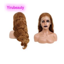 Peruvian Human Hair 13*4 Lace Front Wigs 8# Colour Body Wave Free Part 10-32inch Dyed Wig Products