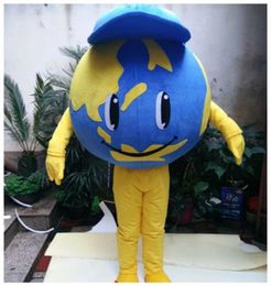 Performance Blue Hat Earth Mascot Costume Halloween Fancy Party Dress Sport Club Cartoon Character Suit Carnival Unisex Adults Outfit Event Promotional Props