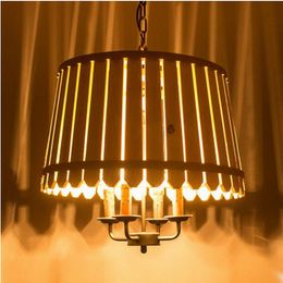 Chandeliers Loft Nordic Retro Creative Antique Wooden Bucket Chandelier For Parlour Master Bedroom El Room Pastoral Clothing Store Cafe