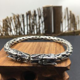 Bangle Sterling Silver Handmade Rope Woven Men And Women Opening Retro Faucet Distressed Simple Bracelet