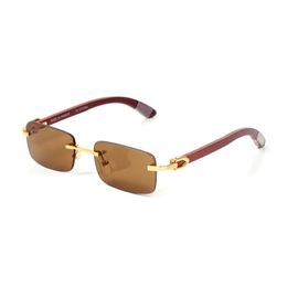 Occhiali da sole firmati di lusso per uomo Donna Corno di bufalo Carti Occhiali da sole Classic Frameless Brand Fashion Occhiali da sole in legno ombrosi Accessori donna uomo Lunette