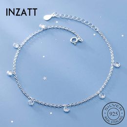 INZATT Real 925 Sterling Silver Zircon Anklet For Fashion Women Party Cute Fine Jewellery MInimalist Accessories Gift