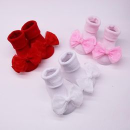 Calzini Baby Infant + 1PC Cintura per capelli Toddler Girls Bow Cotton Anti-slip Born Keep Warm Floor 0-2Y 2021 # 09