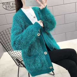 Casual Sweater Women Cardigan Autumn Thick Wool Sweater Long Sleeve Knitting Cardigan Solid Winter Clothes Women Coat 10804 210527