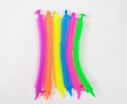 Dinosaur Worm TPR Stress Relief Toy Unicorn Stretch String Fidget Funny Pull Vent Toys Noodles Anti Soft Glue Elastic Rope Neon Noodle Christmas Gift for Kids Adult