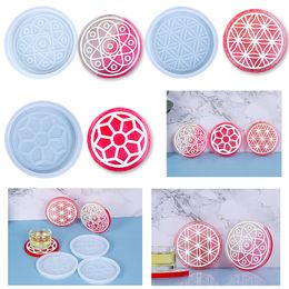 DIY Flower Coaster Silicone Resin Mold Round Floral Mat Pad Epoxy Resin Silicone Casting Molds Craft Tool