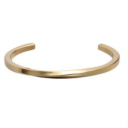 Simple Classic Bangle Stainless Steel Men Gold Bracelets Black Cuff for Women Type c Twisted Jewellery Q0719