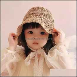 Caps & Hats Aessories Baby, Kids Maternity Fashion Lace Baby Hat Summer St Bow Girl Cap Beach Children Panama Princess And For Drop Delivery