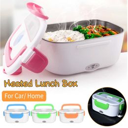 Electric Heating Lunch Box Car + Home 2 In 1 12V-24V 110V Portable Stainless Steel Liner Bento Lunchbox Food Container Bento Box 211108