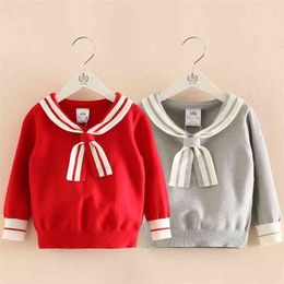 Autumn Winter 2 3 4 6 8 10 12 Years Kids Children'S Clothing Preppy Style Knitted School Student Sweater For Baby Girl 210701