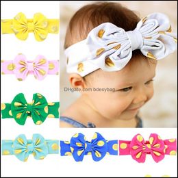 Headbands Hair Jewellery Jewellery Headdress Selling Childrens Polka Dot Bronzing Dots Big Bow Rabbit Ears Baby Headband Drop Delivery 2021 Xdqx