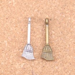 100pcs Antique Silver Bronze Plated beson broom Charms Pendant DIY Necklace Bracelet Bangle Findings 27*10mm