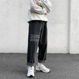 Privathinker Men's Straight Harem Denim Pants Woman Graphic Printed Jeans Korean Streetwear Man Denim Pants Clothing 210506