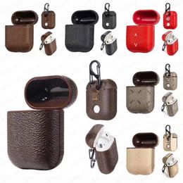 Classic Famous Earphone Protector Cases for Airpods 1 2 Pro Leather PU Skin Shell Case Airpods2 Charging Cover Storage Bag Flower Letter Pattern