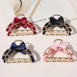 Women Girls Geometric Hair Claw Clamps Metal Moon Shape Hair Claw Clip Solid Colour Hairpin Bow Tie Hair Accessories