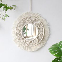 Mirrors Dream Catcher Round Macrame Mirror Decorative Wall Boho Home Decor Hanging Living Room Decoration Bedroom Baby Gift