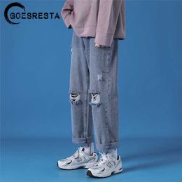 Hole Jeans Pants Men Fashion Casual Japanese Retro Trousers S-5XL Large Size Harajuku Korean Blue 211108