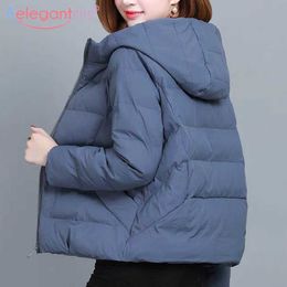 Aelegantmis Women's Winter Jackets Casual Thicked Hooded Short Bread Coats Padded Woman Parkas Ladies Loose Plus Size Outwear 210607