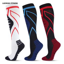 Sports Socks 20-30 Mmhg Professional Stripe Soccer High Knee Cycling Long Stocking Breathable Non-slip Football Sock For Adult