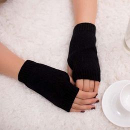 Women Girl Knitted Arm Fingerless Keep Warm Winter Gloves Soft Mitten Solid Colour Mittens Women's Tactical Gloves1