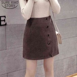 High Waisted Pencil Skirt Winter Solid Wool Womens Casual Women Office Lady Buttoms Black Sell skirt 7633 50 210506