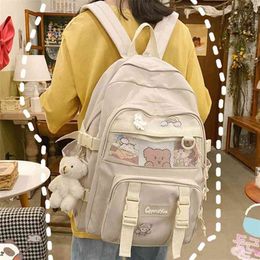 EST Women Backpack Waterproof Nylon Large Capacity Kawaii Toy Pendant Female Shoulders School Bag Girls Travel Book Bagpack 210922