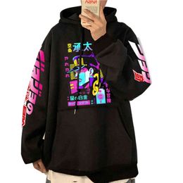 Anime Jojo's Bizarre Adventure Impresso Hoodies Hip Hop Sueter Manga Longa Pullover Loose Imprimir Streetwear para homens e mulheres 211106