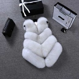 ZADORIN New Luxury Faux Fox Fur Vest Women Plus Size Furry Short Faux Fur Vests Coat Fur Gilet Fourrure Autumn Winter Overcoat Y0829