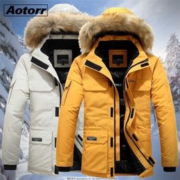 New Winter Men Fur Hooded Parkas Casual Warm Thick Waterproof Jacket Coat Mens Cotton Multi-pocket Jackets Plus Size 6XL Outwear 211129