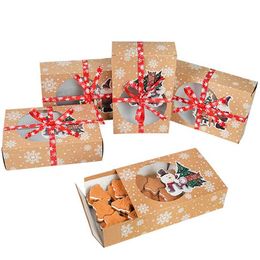 8Pcs Kraft Paper Christmas Cookie Gift Boxes Santa Claus Gifts Bags Merry Christmas Decorations for Home Navidad Year 211108