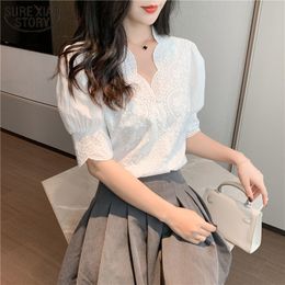 Embroidery Lace Spring Femme Shirt Casual White Tops Girls Blouse Women Long Sleeve Linen Cotton Plus Size Blouses 13102 210508