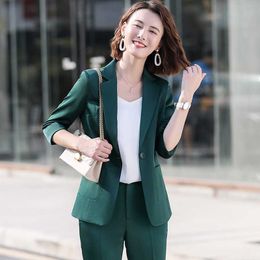 spring and summer women's suits feminine Fashion slim ladies jacket blazer Casual trousers Two-piece 210527