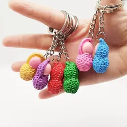 10Pieces/Lot Simulation Peanut Keychain Pendant Color Mini Peanut Lady Pendant Student Bag Pendant
