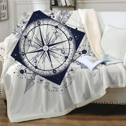 Blankets Compass Throw Blanket Nautical Map Cool Design Bedspread World White Plush Sherpa Fleece For Bed Sofa 150x200