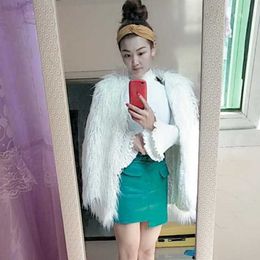 2020 autumn winter new fur coats female pink fashionable was thin long hair imitation wool Hairy fur coat parkas Women Top Y0829