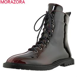 MORAZORA Large size 34-42 ankle boots genuine leather boots comfortable low heel square toe women boots ladies shoes 210506